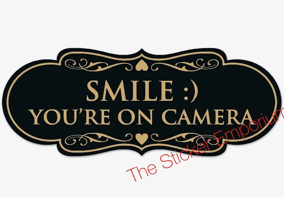 Smile Your On Camera Security Sticker Indoor Outdoor Wall Door Sign Classy Decal