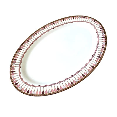 Plato para servir Grace Teaware porcelana fina ovalado oro rosa 14x9 geométrico nuevo Foto 1 de 4