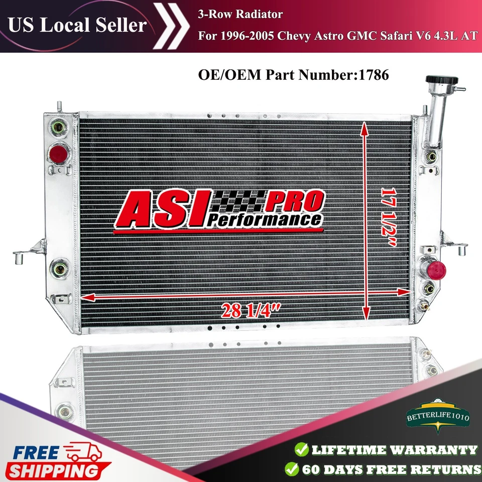 3-Row  Radiator Fits 1996-2005 Chevy Astro GMC Safari V6 4.3L AT - Изображение 1 из 4