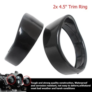 Black 4.5" Fog Light Trim Ring Passing Lamp Covers For Harley Street Glide FLHX - Picture 1 of 22