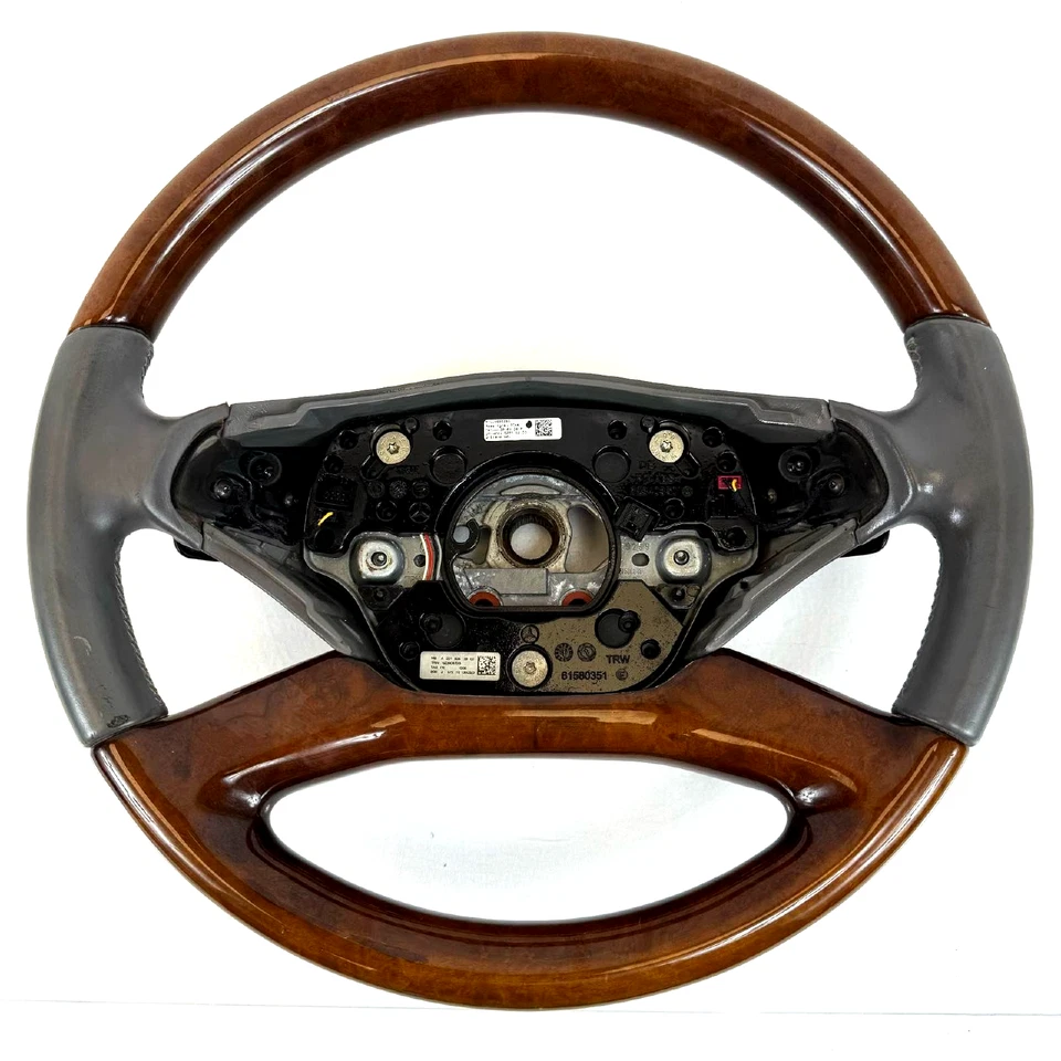 2007-2013 Mercedes S550 S600 S63 OEM Wood Leather Steering Wheel Grey - Image 1 of 4