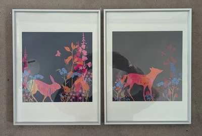 Pair of framed John Lewis prints by Tiffany Lynch. Foxy Forget Me Not and Hare - Image 1 of 4