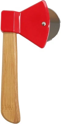 Axe Pizza Cutter Bamboo Handle Sharp Rotating Blade Thacher's Nook - Image 1 of 4
