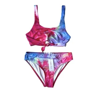 Stella Cove Girls Bikini Tie Dye Watercolor Rainbow Lined Clouds Size 10 Yrs NWT - Picture 1 of 6