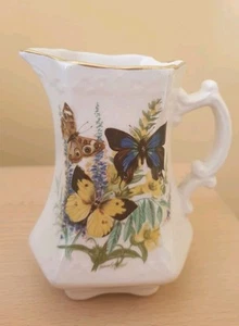 Crown Devon pottery jug butterfly decoration 4.25" 11cm Vintage - Picture 1 of 8