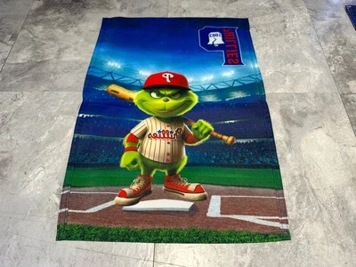 MLB Philadelphia Phillies Lil Grinch Garden Flag 2 Sided Premium Yard Flag. - Image 1 of 2