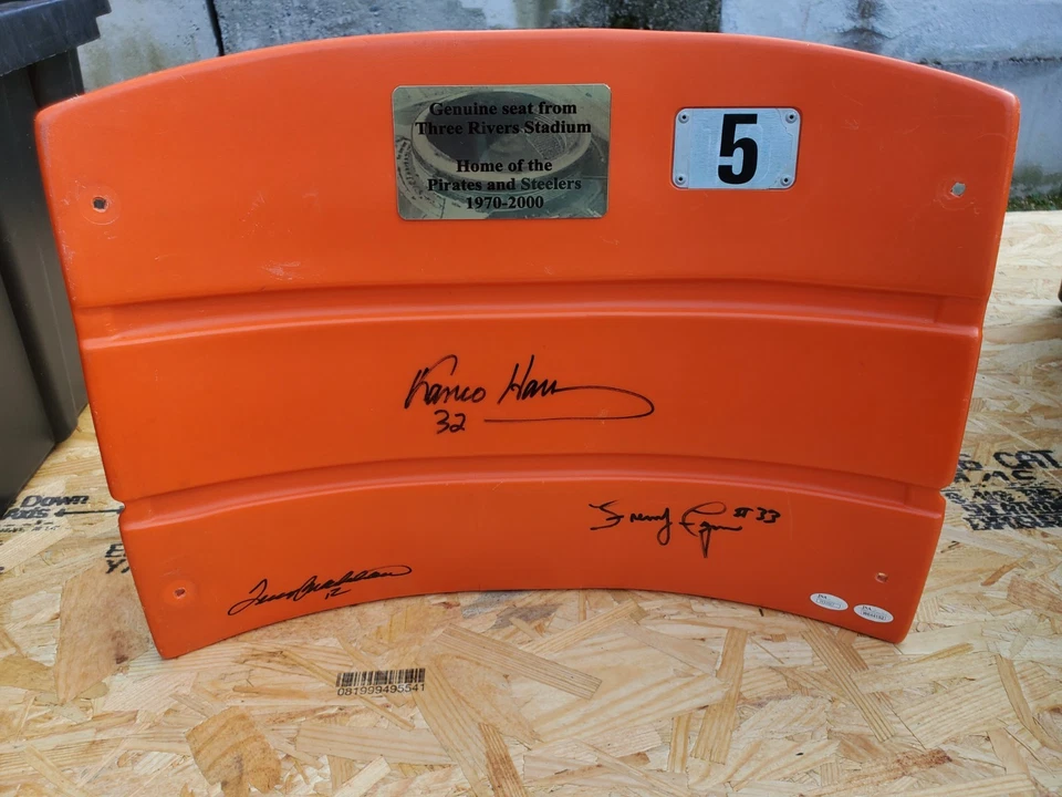 三河体育场座椅靠背编号 5 件 Franco、Frenchy、Bradshaw 签名 — 第 1/2 张图片