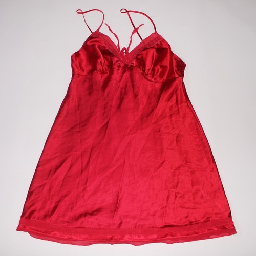UNDERCOVER Abito slip babydoll Victoria's Secret rosso in raso con orlo e fiocco arricciato L