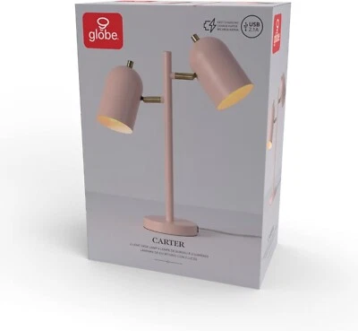 Globe Electric 30290 Carter 2 Light 18" Tall Accent Desk Lamp - Matte Pink - Image 1 of 4