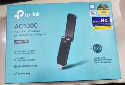 TP-Link Archer T4U AC1300 High Gain Dual Band Wireless MU-Mimo USB Adapter - Image 1 of 4