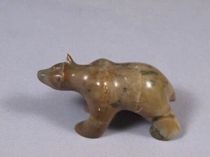 Inuit Eskimo Native Vintage Soapstone Carving BEAR Bob Solomon '94 small - Foto 1 di 4