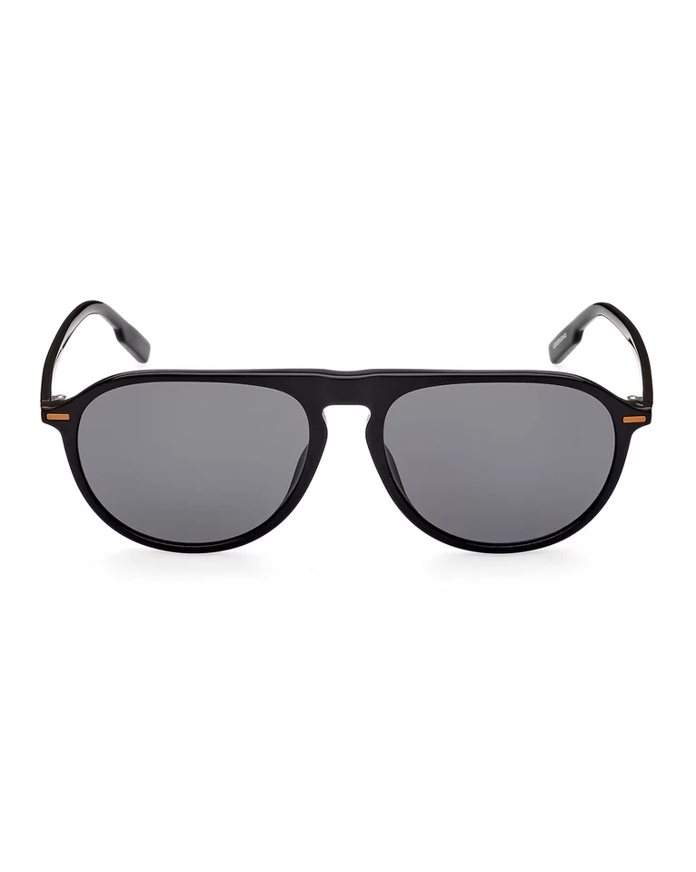 Ermenegildo Zegna EZ0202 01A Negro Aviador Plástico Gafas de sol Marco 57-16-145 Foto 1 de 2