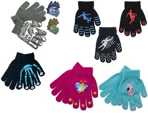 Kids Magic Gloves Football Skull Camo Heart Boys Girls Winter Gloves - Picture 1 of 12