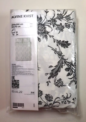 IKEA ALVINE KVIST TOILE FLORAL BEDDING DUVET COVER 2 PILLOWCASES SET - DOUBLE