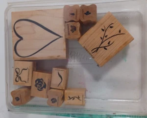 Stampin Up! 11 tlg Set Herz & Rosen Stempel montiert gebraucht - Bild 1 von 2