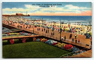 Postal Vista del paisaje y el océano Atlantic City Nueva Jersey NJ Boardwalk 1959 - Imagen 1 de 2