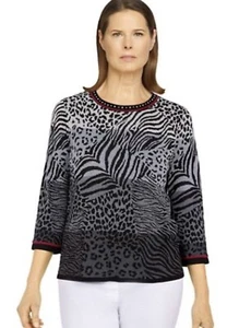 ALFRED DUNNER Petite Ombré Animal Jacquard Sweater Size PL NWT - Picture 1 of 9