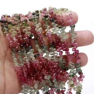 Natural Tourmaline Gemstone 5x3 mm Size Faceted Teardrop Shape Beads 9.5" Strand - Picture 1 of 5
