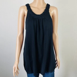 Joseph A Women’s Sleeveless Blouse Solid Black Braid Neckline Size Large B14 - Imagen 1 de 10