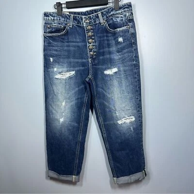 DONDUP Women’s Koons Loose Fit Button Fly Crop Capri Jeans Size 29 Made in Italy - Image 1 of 4