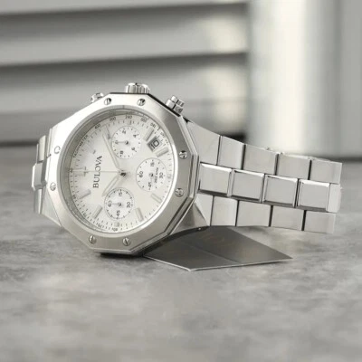 OROLOGIO UOMO BULOVA OCTAGON PRECISIONIST CRONO QUADRANTE SILVER ARGENTO 96B408 - Immagine 1 di 4