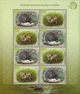 Foglio miniatura lontra fiume fauna kazakistan 2019 MNH - Foto 1 di 1