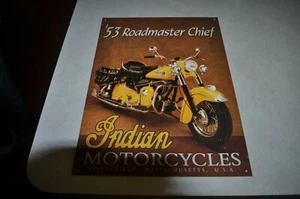 1996 Indian Motorcycles 53 Roadmaster Chief Metal Sign Yellow Color USA 16 x 12" - Picture 1 of 2
