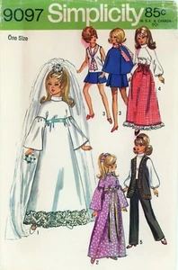 SIMPLICITY VINTAGE ORIGINAL SEWING PATTERN 9097 11½” BARBIE FASHION DOLL CLOTHES - Picture 1 of 8