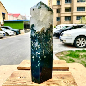 2.73LB Natural water grass agate wide column Obelisk quartz crystal sample colum - Picture 1 of 13