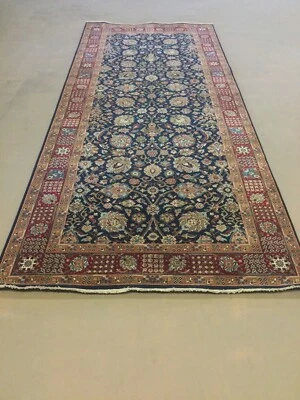 5’ X 12’ Navy Blue Red Wide Long Traditional Runner Hand Knotted Wool Foyer - Image 1 of 4