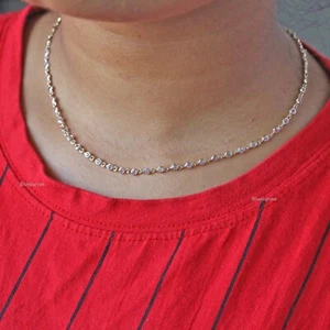 Natürlicher rosa Saphir Choker Stationskette Halskette 14k Gold Tennis Halskette - Bild 1 von 17