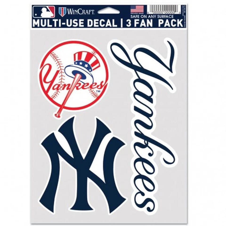 New York Yankees Multi Use Fan 3 Pack Decal Set [NEW] MLB Sticker Emblem Car - Image 1 of 1
