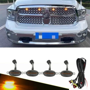 For Ram 1500 2010-2020 Smoke Front Grille LED Amber Light Raptor Style Cover 4Pc - Picture 1 of 5