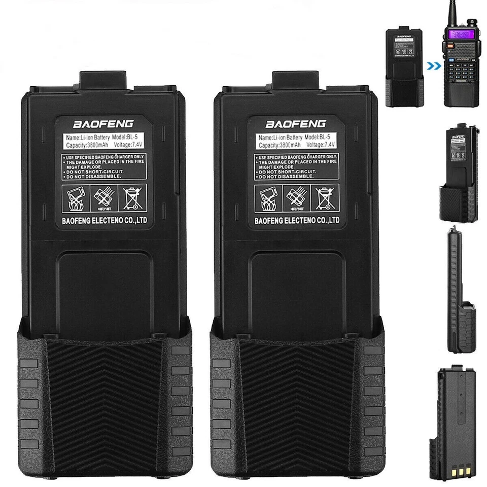 NEW BAOFENG BL-5 7.4V Extended 3800mAh Battery for UV-5R BF-F8 UV-5R+ 2PCS - Image 1 of 4