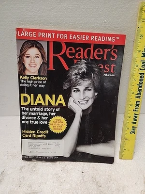 (493)  Vintage Large Print Readers Digest August 2007. Diana And Kelly Clarkson. - Image 1 of 3