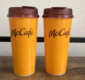 McDonald’s Garyline Orange/Brown McCafe Design Thermal Travel 16oz Cup Mug (2) - Picture 1 of 5
