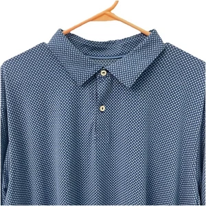 Peter Millar Polo Shirt Mens XL Blue Geometric Seaside Golf Drirelease 48” Chest - Picture 1 of 11