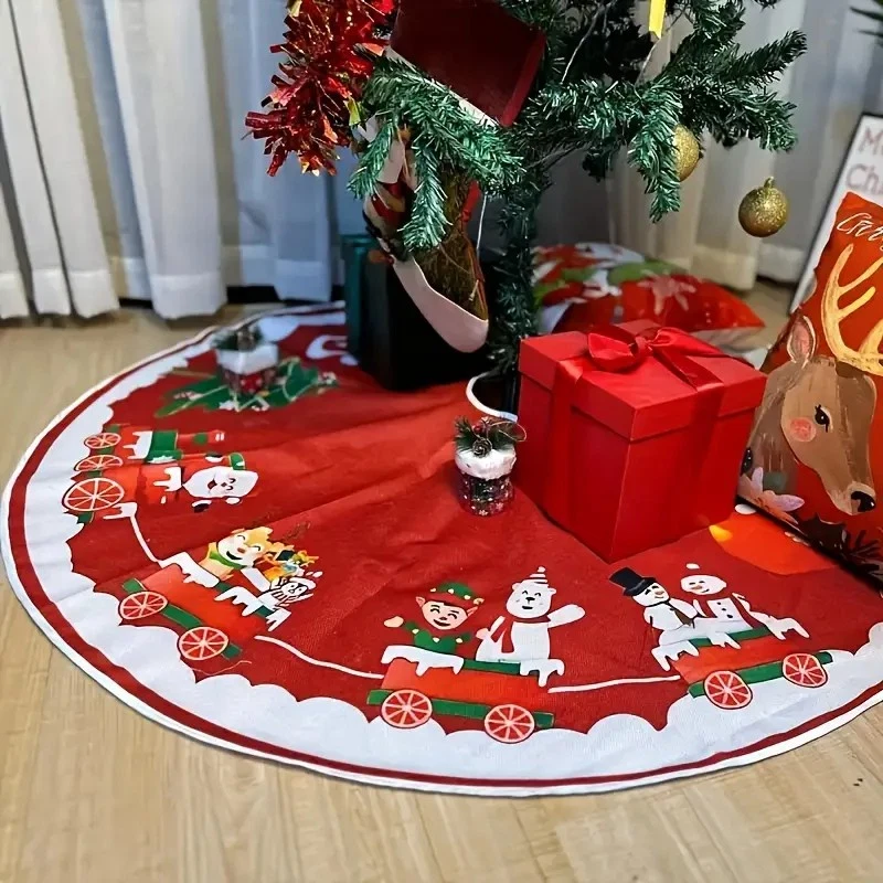 91cm / 36" Red & White Christmas Tree Skirt – Reindeer & Snowflake Design - Image 1 of 1