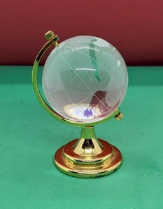 World Globe Tierra Vidrio Grabado Transparente Giratorio Mini Casi 4" Alto Peso de Papel - Imagen 1 de 5