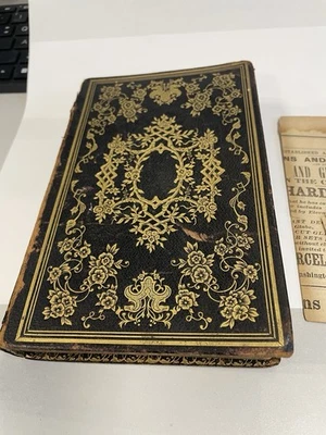 THE ROSE OF SHARON VICTORIAN LEATHERBOUND w/ GOLD GILT ORIGINAL 1854 BOOK  Foto 1 de 4