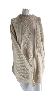 BARBOUR D475 Cable Knit White Pure Wool Jumper size C46/117Cm Mens Pullover - Picture 1 of 8