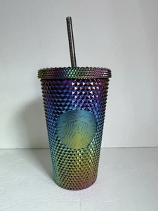 Bicchiere Starbucks 2023 autunno PRISMA NERO ARCOBALENO borchiato olio grande 16 oz - Foto 1 di 3