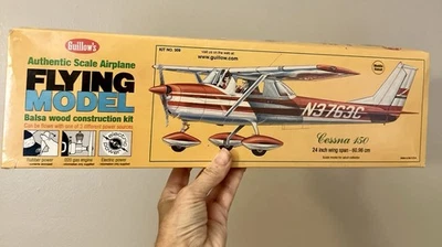 GUILLOW'S CESSNA 150  FLYING  BALSA WOOD MODEL AIRPLANE KIT # 309 FACTORY SEALED - Image 1 of 4