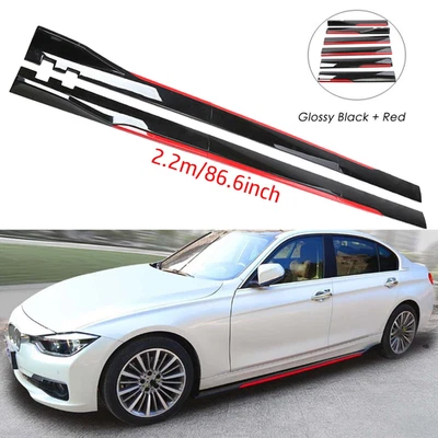 For BMW E90 E92 Glossy Black Look 86.6" Side Skirt Extension Spoiler Splitter Foto 1 de 4