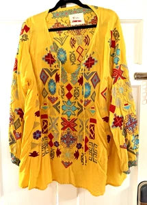 Biya Johnny Was Golden Rod Ziggy Cupra Tunika Bluse XL passt vielleicht XXL/1X/2X/3X - Bild 1 von 5