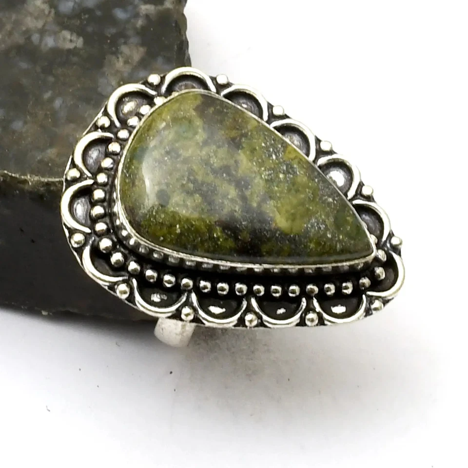 Dragon Blood Agate Gemstone Ethnic Handmade Ring Jewelry US Size-6.75 AR 33621 - Image 1 of 1