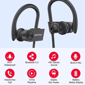 Mpow Stereo Wireless Headphones Bluetooth Headset In-Ear Sports Earbuds w/ Mic - Picture 1 of 18