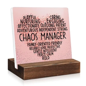 Chaos Manager Thank Acrylic Plaque Sign with Wooden Stand, Gifts for Supervis... - Picture 1 of 6