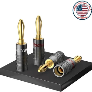 4pcs 24K Gold Plated Banana Plug Welding Free HiFi Audio Speaker Cable Connector - Picture 1 of 10