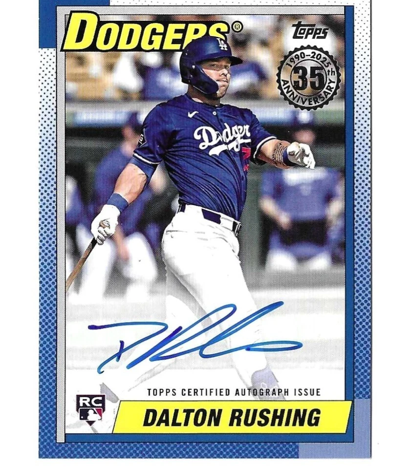 2025 Topps Update Dalton Rushing #90AU-DR 1990 35th Anniversary Auto - Dodgers - Image 1 of 1